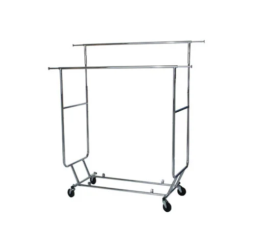 Collapsible Double Rolling Rack - Clothing racks | Professional Clothing rack by Houston Fixtures
